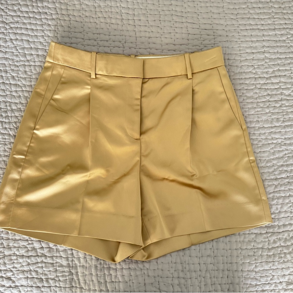 J. Crew Pleated suit short in tailored satin